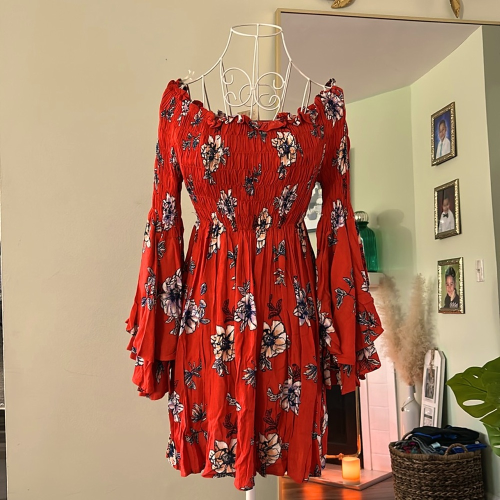Floral Off-Shoulder Smocked Women's Dress
